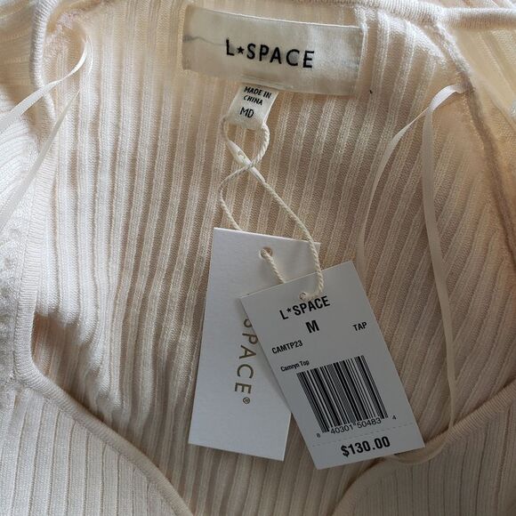 L*Space Ribbed Knit Cropped Top Raglan Sleeves Women's Size Medium - Picture 8 of 10